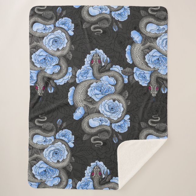 Schlangen und blaue Rose Sherpadecke (Vorderseite)