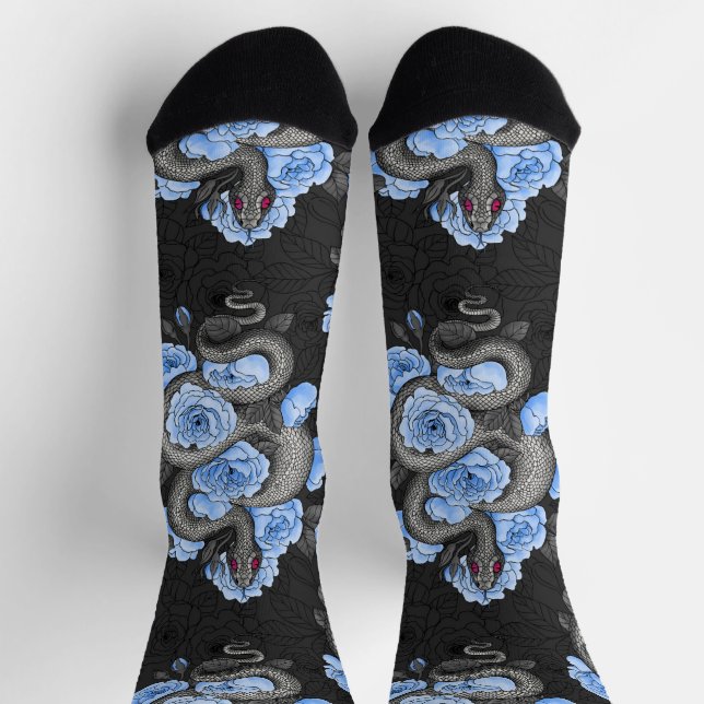 Schlangen und blaue Rosen Socken (Oben)
