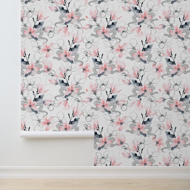 Schlangen und Blume Tapete (Anwendung)