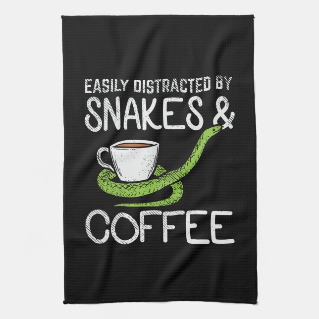 Schlangen und Kaffee Geschirrtuch (Vertikal)