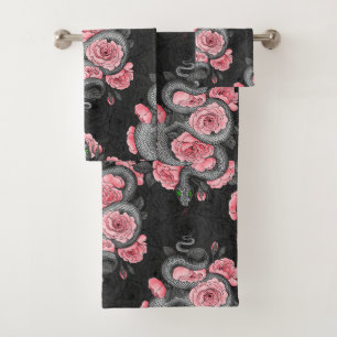 Schlangen und Rose Badhandtuch Set
