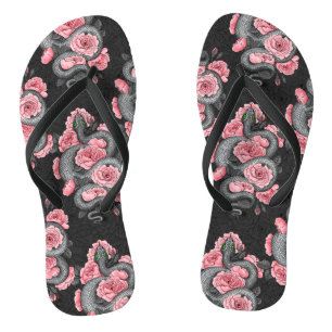 Schlangen und Rose Flip Flops