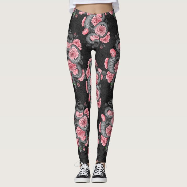 Schlangen und Rose Leggings (Vorderseite)
