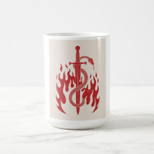 Schlangen- und Schwert-Risographik-Kunstprint Ro Kaffeetasse