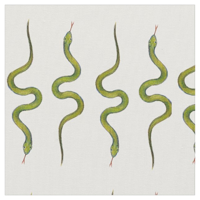 Schlangen-von Hand gezeichnetes Grün-Slithering Stoff (Nahaufnahme)