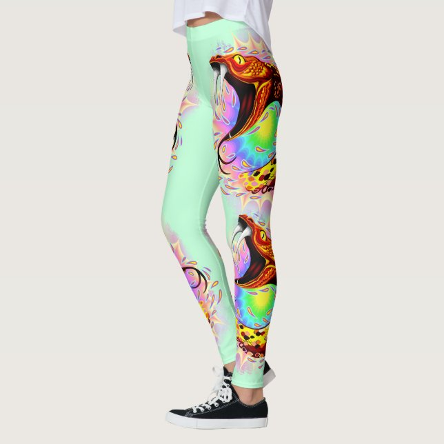 Schlangenangriff Psychedelische surreale Kunst Leggings (Links)