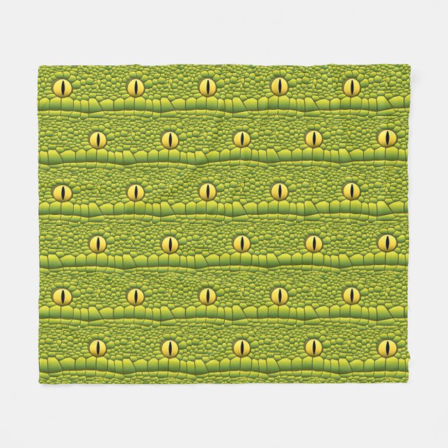 Schlangenaugenmuster - Abstraktes grünes Reptil Fleecedecke (Vorderseite (Horizontal))