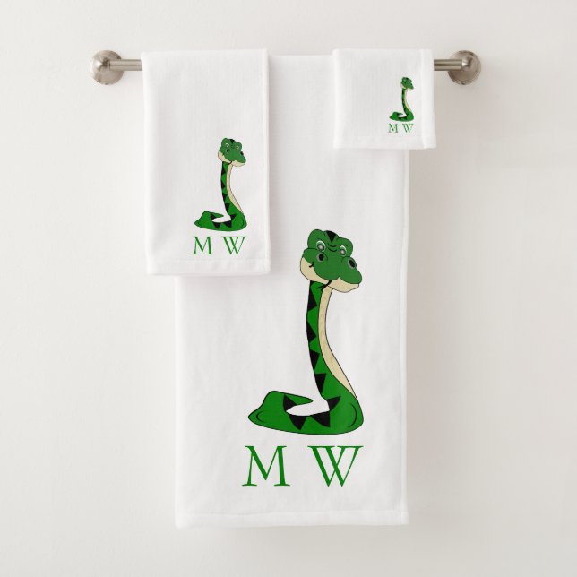 Schlangendesign-Monogramm Badhandtuch Set (Insitu)