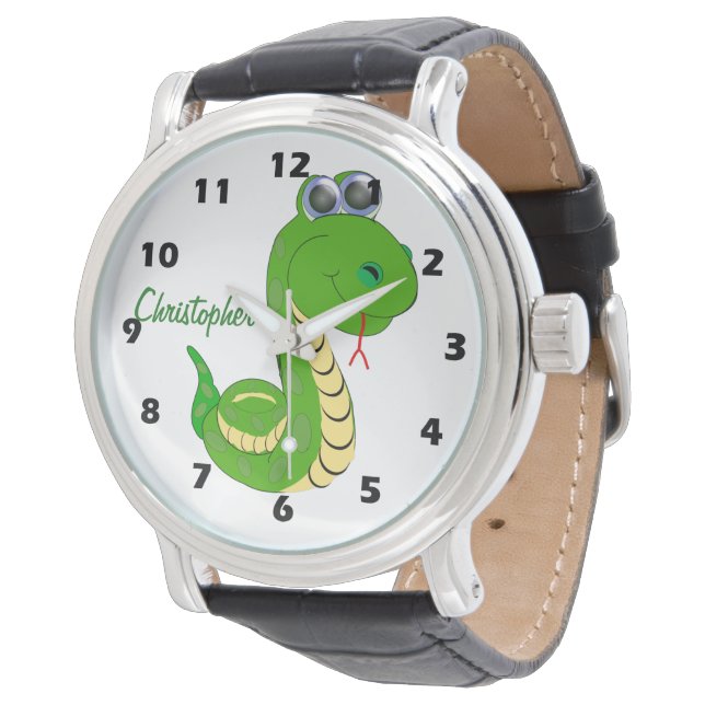 Schlangendesign personalisiert armbanduhr (Schrägansicht)