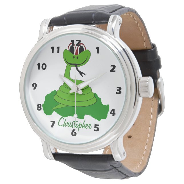 Schlangendesign personalisiert armbanduhr (Schrägansicht)