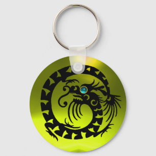 SCHLANGENDRACHE,schwarz,blau aquamarin,gelb topas Schlüsselanhänger