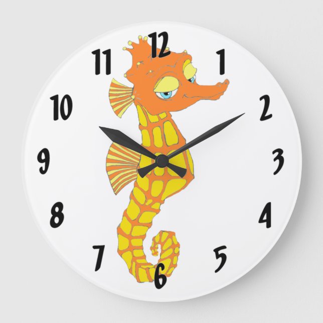 Schlangenes Seepferd Große Wanduhr (Vorderseite)