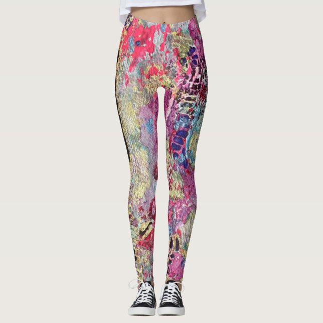 Schlangenhaut Leggings Electric Neon Fett farbig (Vorderseite)