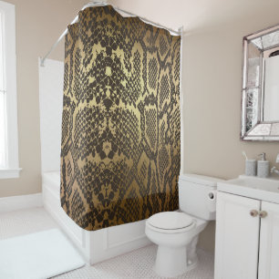 Schlangenhautdruck Moderne Glamour Gold Duschvorhang