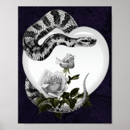 Schlangenherz Gothic Valentine's White Rose Poster