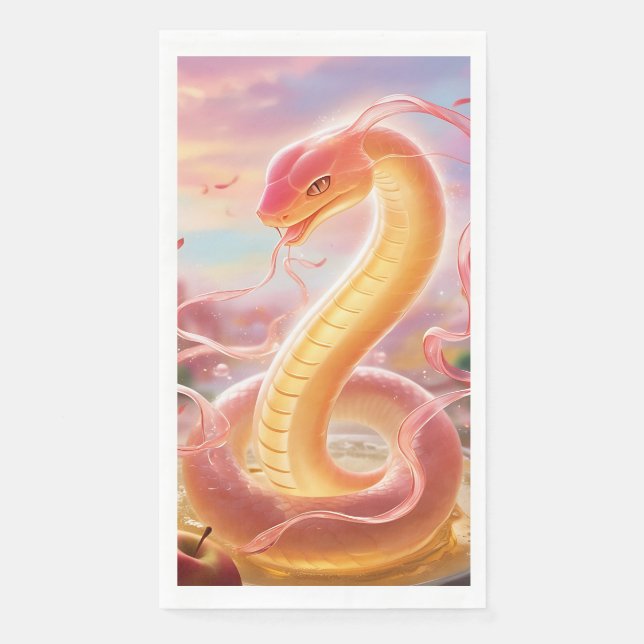 Schlangenjahr 2025: Glück und Wohlstand vereinbare Serviette (Vorderseite)