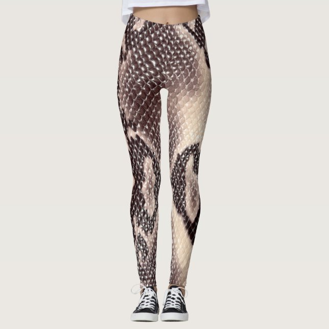 Schlangenleder: nahtlose braune Textur Leggings (Vorderseite)