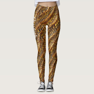 Schlangenlederdesign, grün und goldfarben leggings