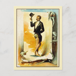 Schlangenmensch im Smoking und Zylinder Postkarte