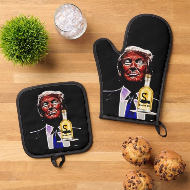 Schlangenölhändler Oven Mitt & Pot Holder Ofenhandschuh & Topflappen-Set (Oben Unten)