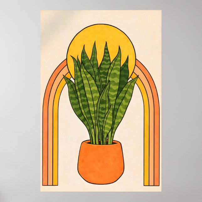 Schlangenpflanze Regenbogen Poster, Boho Botanisch Poster (Vorne)