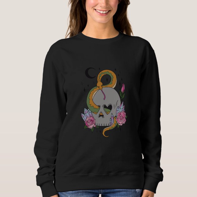 Schlangenreptil Schädel Blume Sweatshirt (Vorderseite)