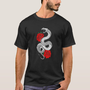 Schlangenschlange Rote Rosen Ästhetischer Grunge  T-Shirt