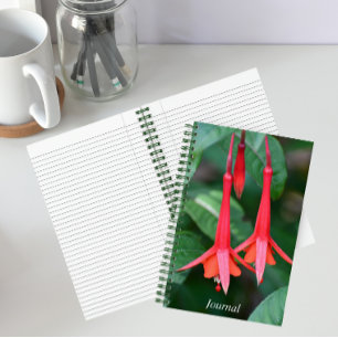 Schlanke rote Fuchsienblüten floral Notizbuch