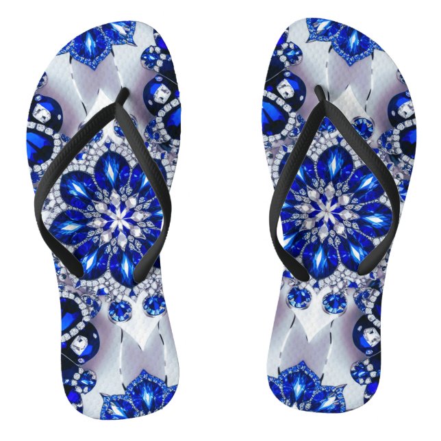 Schlanke Streifen mit weißen blauen Farben für Erw Flip Flops (Fußbett)
