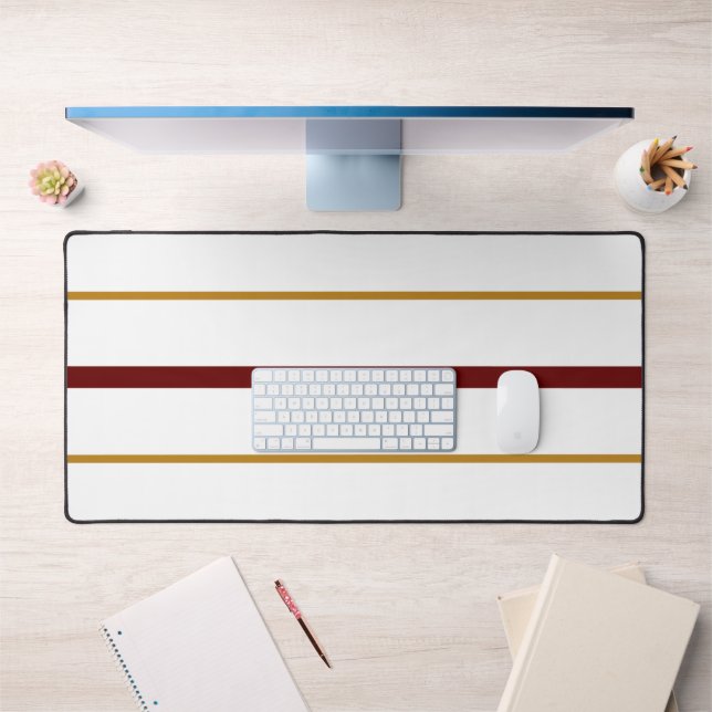 Schlankere, tiefrote, braune Rennstreifen auf Weiß Schreibtischunterlage (Büro 1)