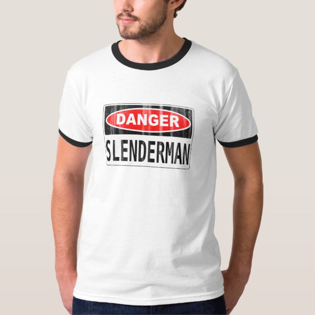 Schlankes Mann-Gefahrenschild T-Shirt (Vorderseite)