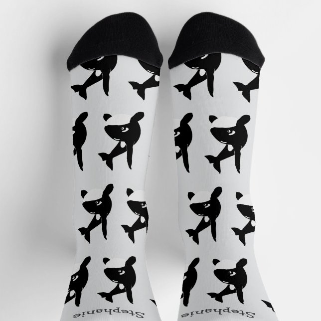 Schlappen mit Killerwal-Design Socken (Oben)