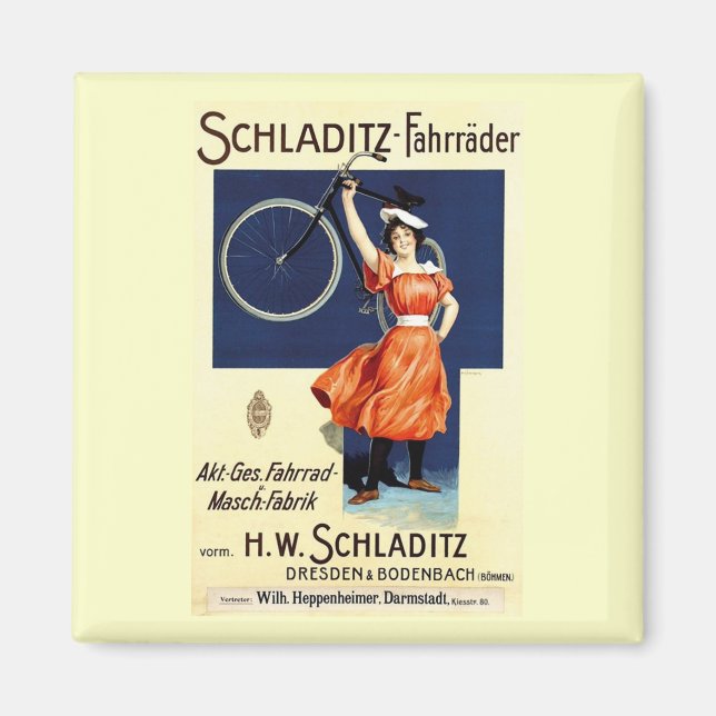 Schlätz-Fahrräder Vintages Fahrradposter Magnet (Vorne)