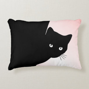 Schlau Katze Schwarz Pink Dekokissen