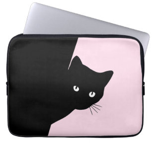 Schlau Katze Schwarz Pink Laptopschutzhülle