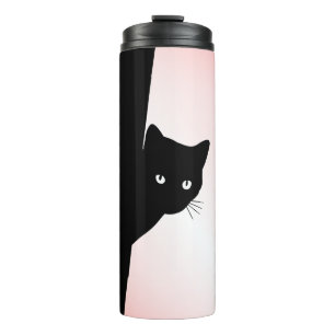 Schlau Katze Schwarz Pink Thermosbecher
