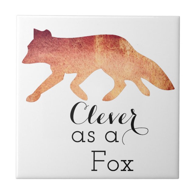 Schlau wie ein Fuchs Typografisches Aquarell Fliese (Vorderseite)
