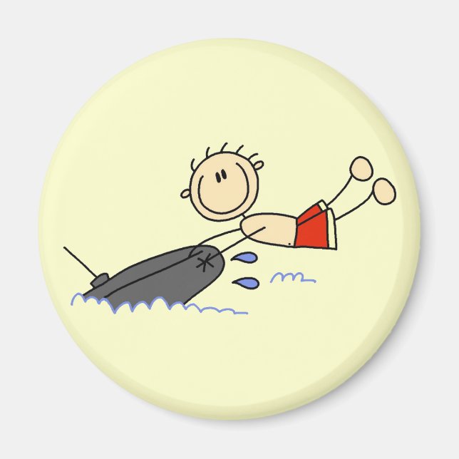 Schlauchbootfahren Stockfigur Magnet (Vorne)