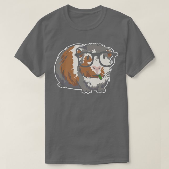 Schlaue Guinea mit Brille Nerd Guinea Schweinchen T-Shirt (Design vorne)