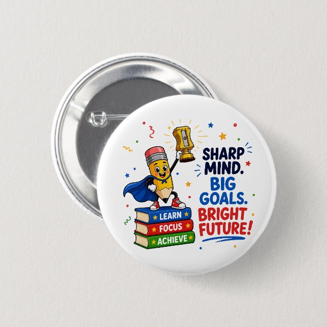 Schlauer Kopf Große Ziele Helle Zukunft Abschluss Button (Vorne & Hinten)