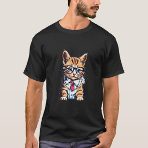 Schlauer Schulkatze mit Brille T-Shirt