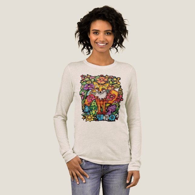 Schlaues Füchslein Tri-Blend Shirt (Volle Vorderseite)