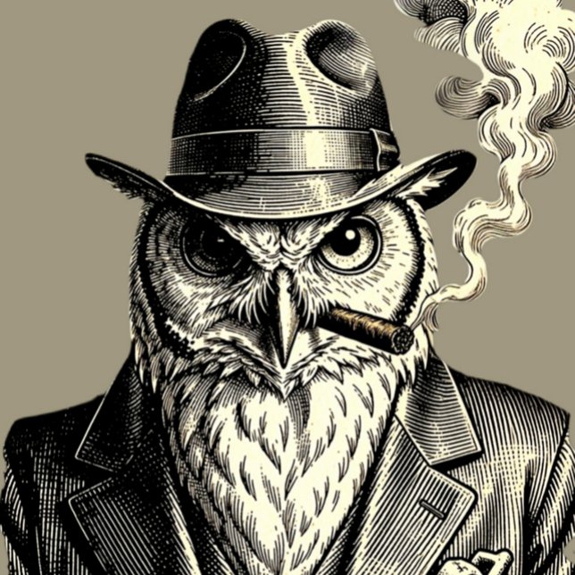 SCHLAUKOPF PICKLEBALL SCHLÄGER (WISE GUY
An anthropomorphic owl reimagined as a 1930's mob boss. Available as a Pickleball paddle.)