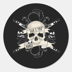 Schlecht 2 Knochen Runder Aufkleber