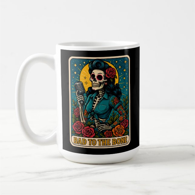 Schlecht an der Bone Retro Skeleton Singer Kaffeetasse (Links)
