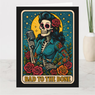 Schlecht an der Bone Retro Skeleton Singer Karte