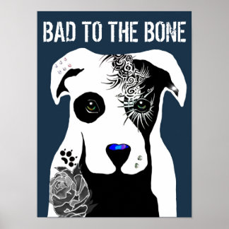Schlecht gegen die Bone Pit Bullen Hundetattowieru Poster