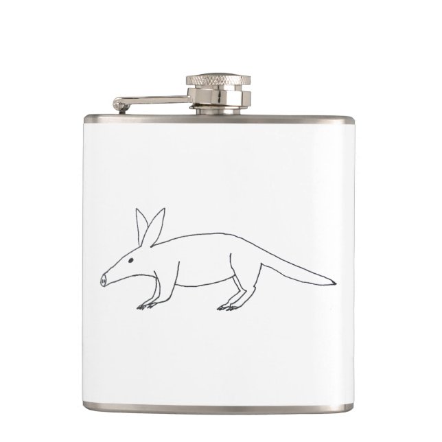 Schlecht gezeichnet Aardvark Hip Flask Flachmann (Vorderseite)
