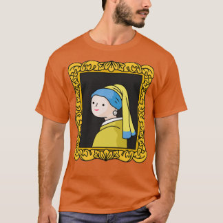 schlecht gezeichnetes Mädchen mit dem Perlenohrgeh T-Shirt