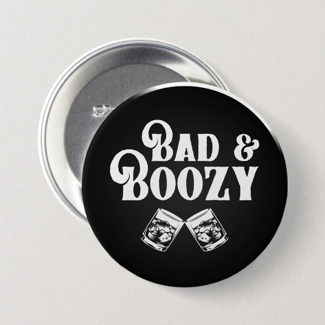 Schlecht und betrunken  Klassischer runder Aufkleb Button (Vorne & Hinten)